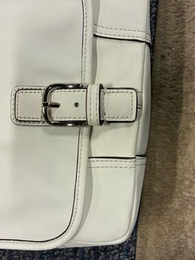 Coach White Leather Crossbody with Buckle Detail
